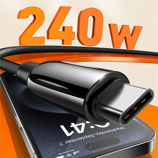 LDNIO LC921c-240W 1m USB-C to USB-C Cable 240W PD3.1 Fast Charging Braided Data Cable for Laptop Phone - Black - 2