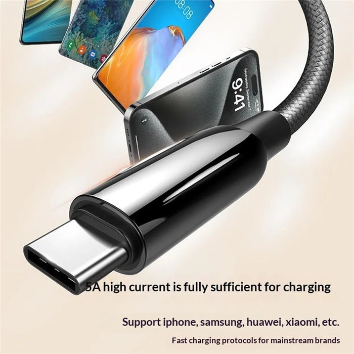 LDNIO LC921c-240W 2m USB-C to USB-C Cable 240W PD3.1 Fast Charging Braided Data Cable for Laptop Phone - Black - 5