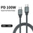 LDNIO LC441c-100W 1m USB-C to USB-C Cable 100W PD Fast Charging Braided Data Cable for Laptop Phone - Grey - 2