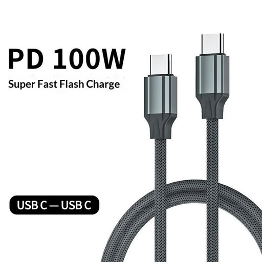LDNIO LC441c-100W 1m USB-C to USB-C Cable 100W PD Fast Charging Braided Data Cable for Laptop Phone - Grey - 2