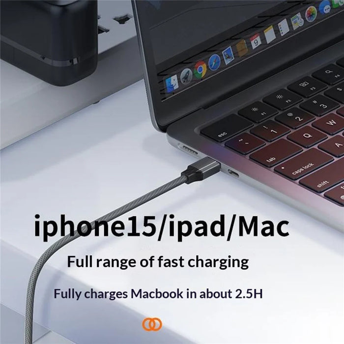 LDNIO LC441c-100W 1m USB-C to USB-C Cable 100W PD Fast Charging Braided Data Cable for Laptop Phone - Grey - 4