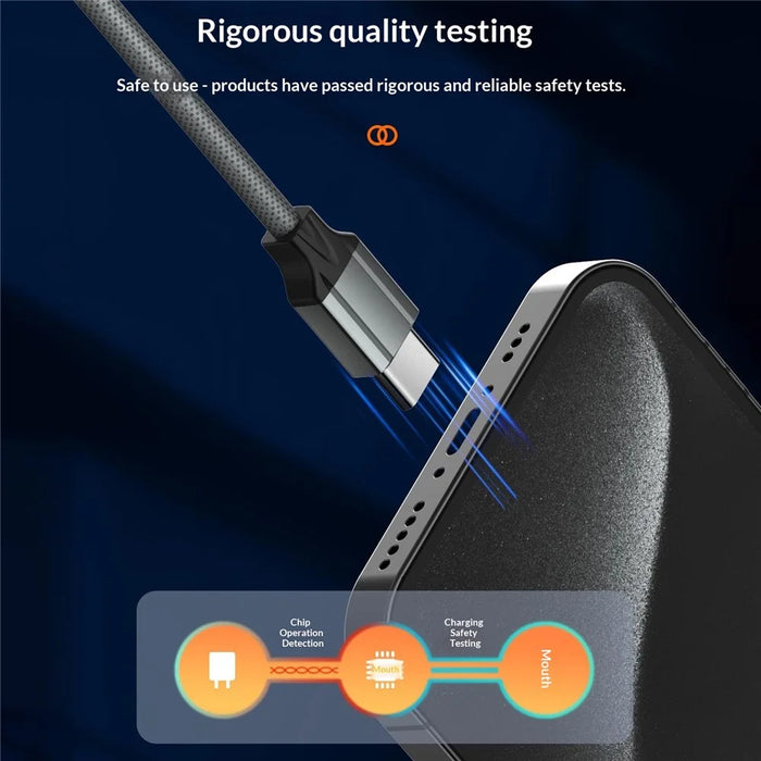 LDNIO LC441c-100W 1m USB-C to USB-C Cable 100W PD Fast Charging Braided Data Cable for Laptop Phone - Grey - 5
