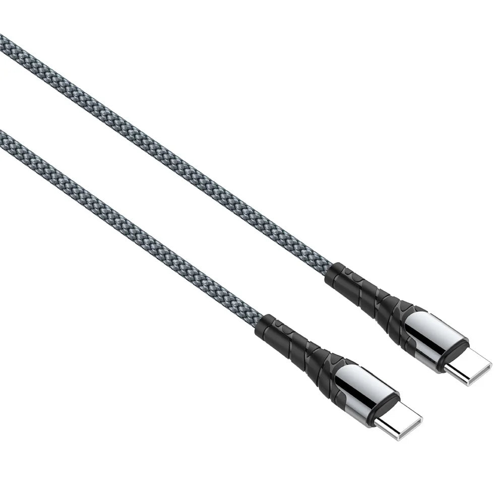 LDNIO LC101 1m USB-C to USB-C Cable 65W PD Fast Charging Braided Data Cable for Phone Tablet - Grey - 1