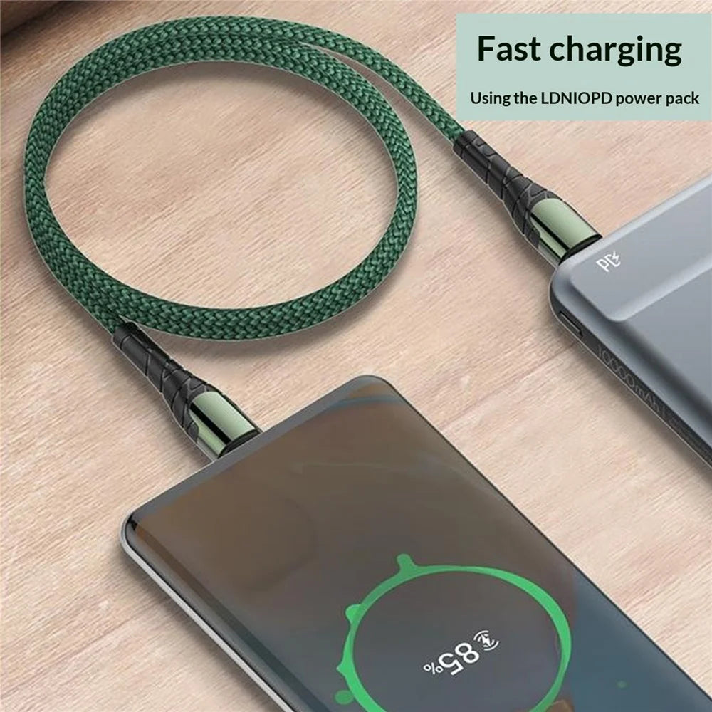 LDNIO LC101 1m USB-C to USB-C Cable 65W PD Fast Charging Braided Data Cable for Phone Tablet - Grey - 5