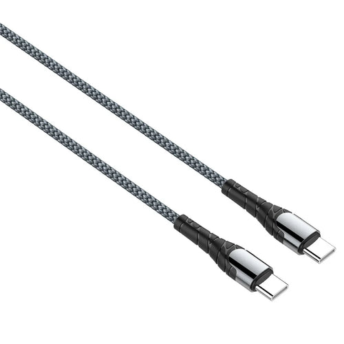 LDNIO LC101 2m USB-C to USB-C Cable 65W PD Fast Charging Braided Data Cable for Phone Tablet - Grey - 1