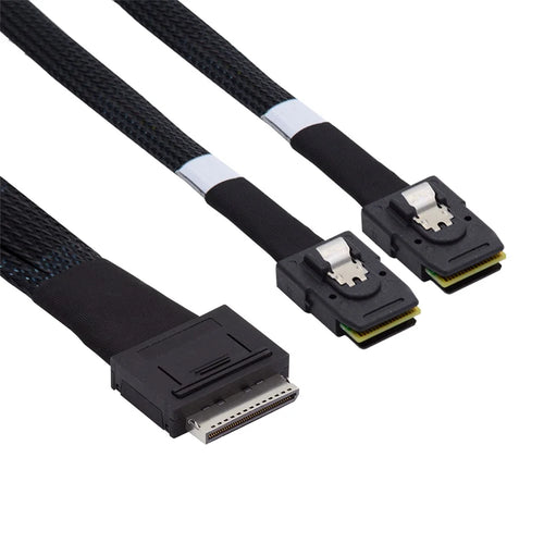 SF-050-0.5M 50cm OCuLink PCIe PCI-Express SFF-8611 8x 8-Lane to Dual SFF-8087 4x SSD Data Active Cable - 1
