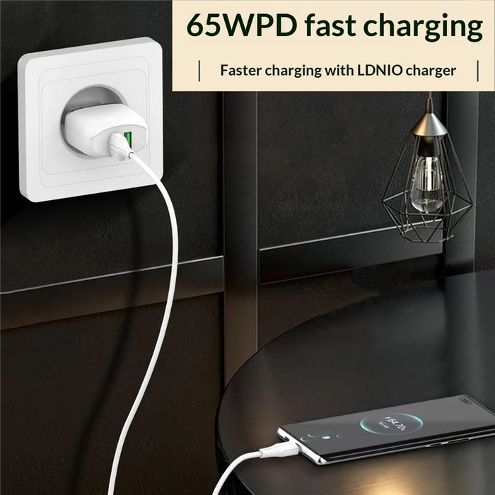 LDNIO LC121-I 1m USB-C to iP (5-14) Cable 30W PD  /  QC Fast Charging Data Cable for iPhone iPad - White - 3