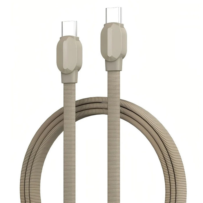 LDNIO LC212C 2m USB-C to USB-C Cable PD 65W Fast Charging Braided Data Cable for Laptop Tablet Phone - Titanium Gold - 1