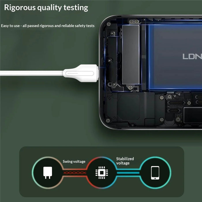 LDNIO LC212C 2m USB-C to USB-C Cable PD 65W Fast Charging Braided Data Cable for Laptop Tablet Phone - Titanium Gold - 5