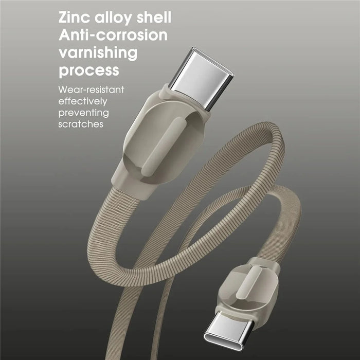 LDNIO LC212C 2m USB-C to USB-C Cable PD 65W Fast Charging Braided Data Cable for Laptop Tablet Phone - Titanium Gold - 6