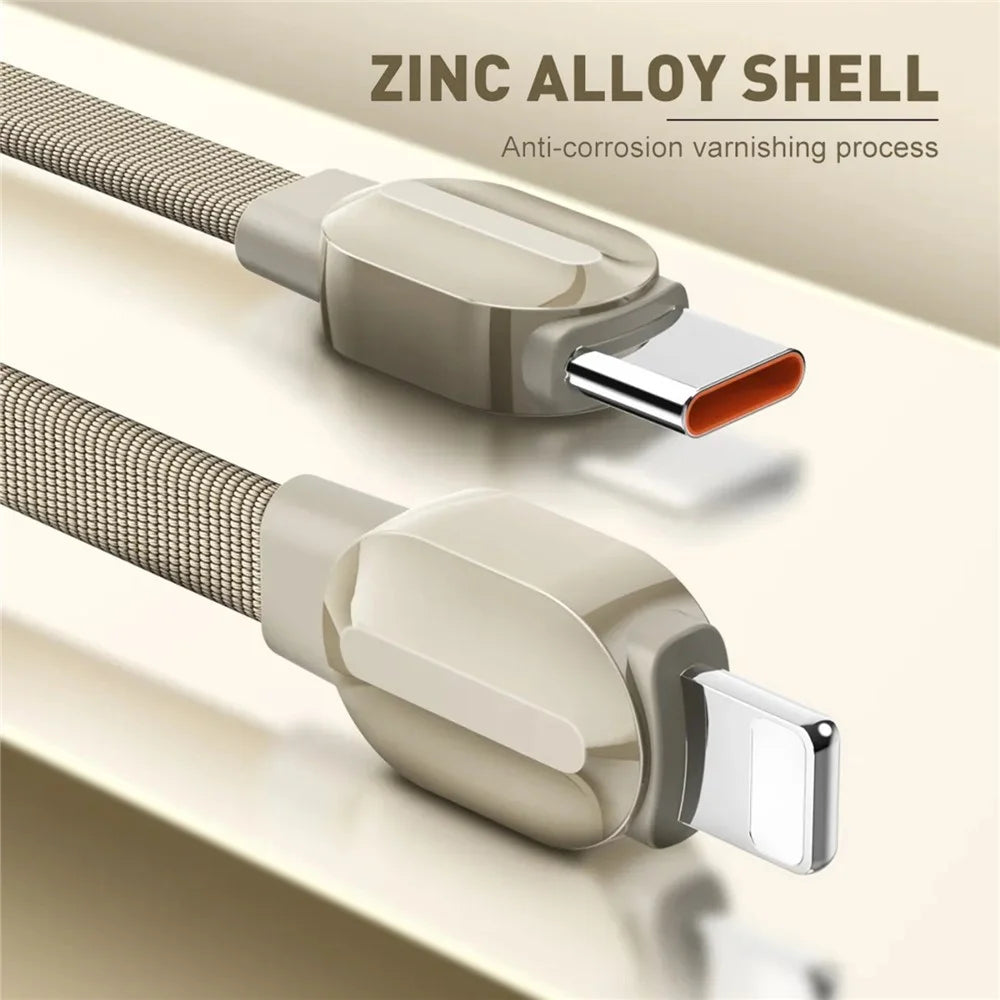 LDNIO LC212i 2m USB-C to iP (5-14) Cable PD 30W Fast Charging Briaded Data Cord for iPhone 8-14 iPad - Titanium Gold - 4