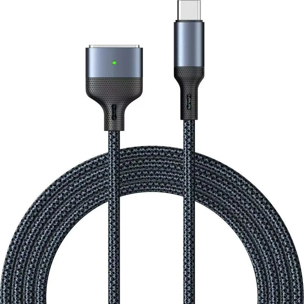 140W USB-C to Compatible with MagSafe 3 Cable Braided Charging Cord for MacBook Air (2022) M2  /  MacBook Pro 14 (2021)  /  (2023)  /  Pro 16 (2021)  /  (2023) - Blue - 1