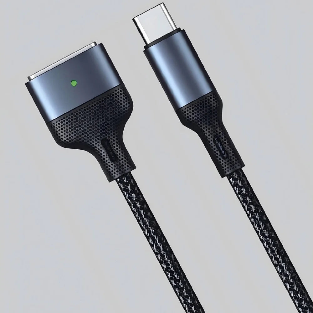 140W USB-C to Compatible with MagSafe 3 Cable Braided Charging Cord for MacBook Air (2022) M2  /  MacBook Pro 14 (2021)  /  (2023)  /  Pro 16 (2021)  /  (2023) - Blue - 2