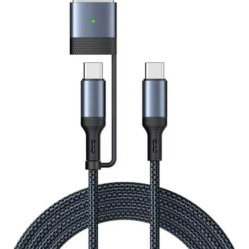 140W  /  240W 3-in-1 USB-C to USB-C + Compatible with MagSafe 3 Cable Magnetic Braided Charging Cable for MacBook Air (2022) M2  /  MacBook Pro 14 (2021)  /  (2023)  /  Pro 16 (2021)  /  (2023) - Blue - 1