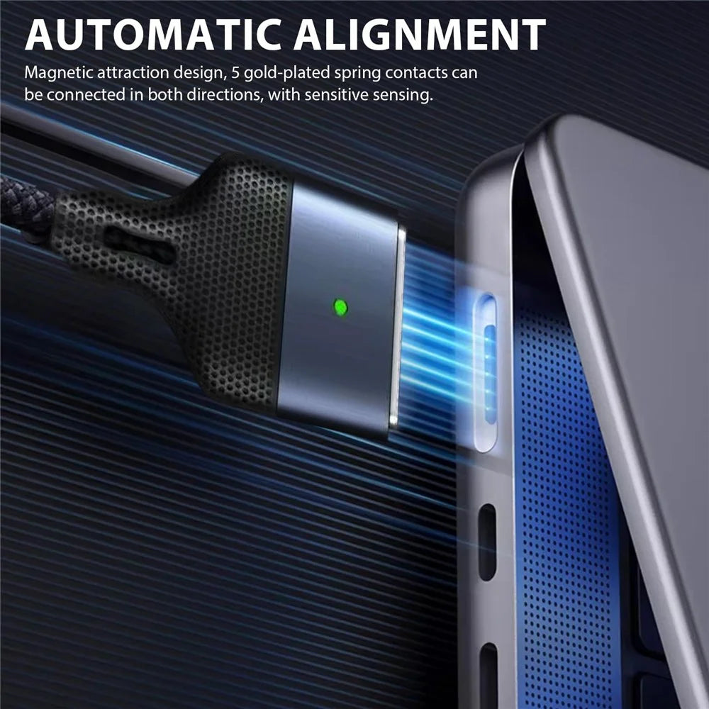 140W  /  240W 3-in-1 USB-C to USB-C + Compatible with MagSafe 3 Cable Magnetic Braided Charging Cable for MacBook Air (2022) M2  /  MacBook Pro 14 (2021)  /  (2023)  /  Pro 16 (2021)  /  (2023) - Blue - 7
