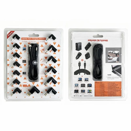 100W PD Fast Charging Cable Kit USB-C to DC Adapter Cable with 14Pcs DC Adapters for Laptop - 1