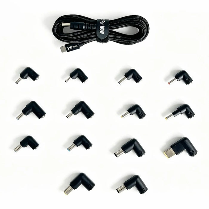 100W PD Fast Charging Cable Kit USB-C to DC Adapter Cable with 14Pcs DC Adapters for Laptop - 2