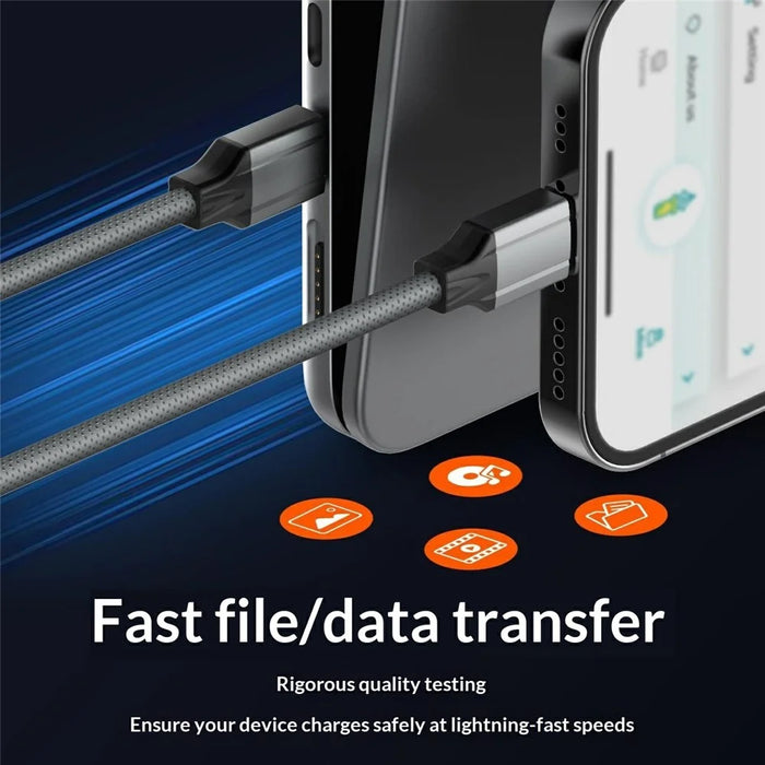 LDNIO LC441C 1m USB-C to USB-C Cable 65W PD Fast Charging Braided Data Cable for iPhone 15 Series - Grey - 3