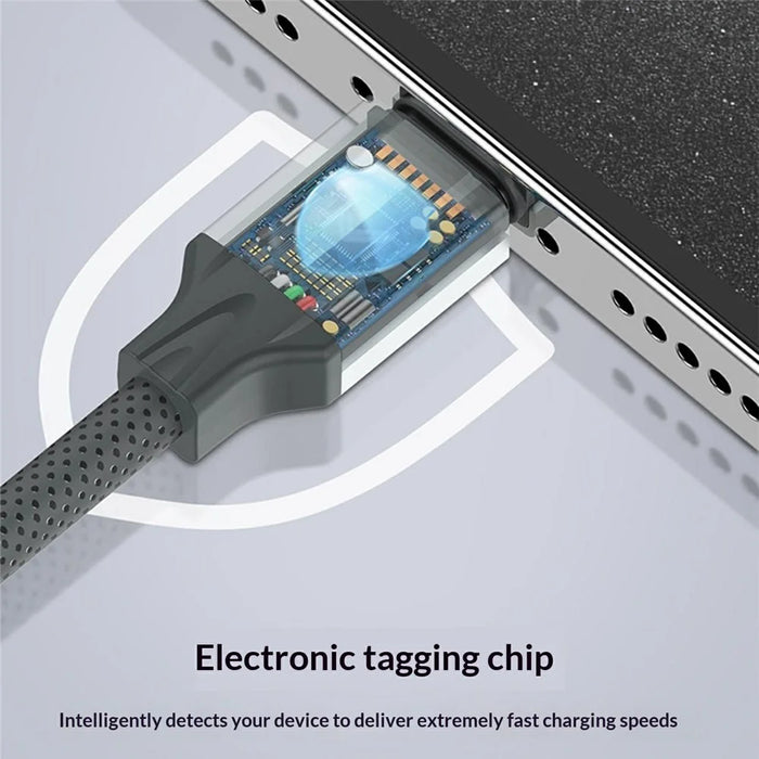 LDNIO LC441C 1m USB-C to USB-C Cable 65W PD Fast Charging Braided Data Cable for iPhone 15 Series - Grey - 4