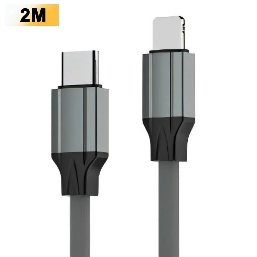 LDNIO LC442i 2m Type-C to Lightning Cable 30W PD Fast Charging Braided Data Cable for iPhone iPad - Grey - 1