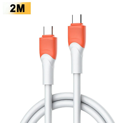 LDNIO LC602C 2m 100W Super Fast Charging Cable Type-C to Type-C Braided Data Cable for Phones Laptops - Orange - 1