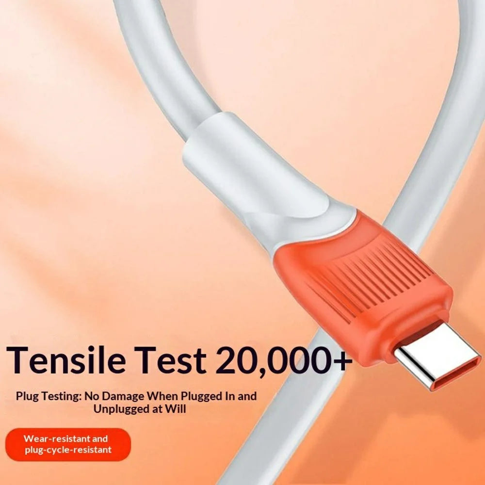 LDNIO LC602C 2m 100W Super Fast Charging Cable Type-C to Type-C Braided Data Cable for Phones Laptops - Orange - 2