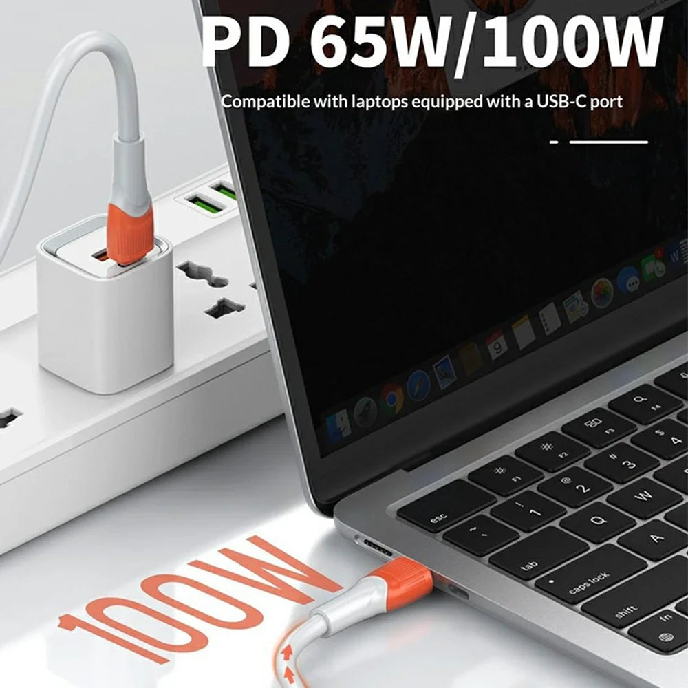 LDNIO LC602C 2m 100W Super Fast Charging Cable Type-C to Type-C Braided Data Cable for Phones Laptops - Orange - 4