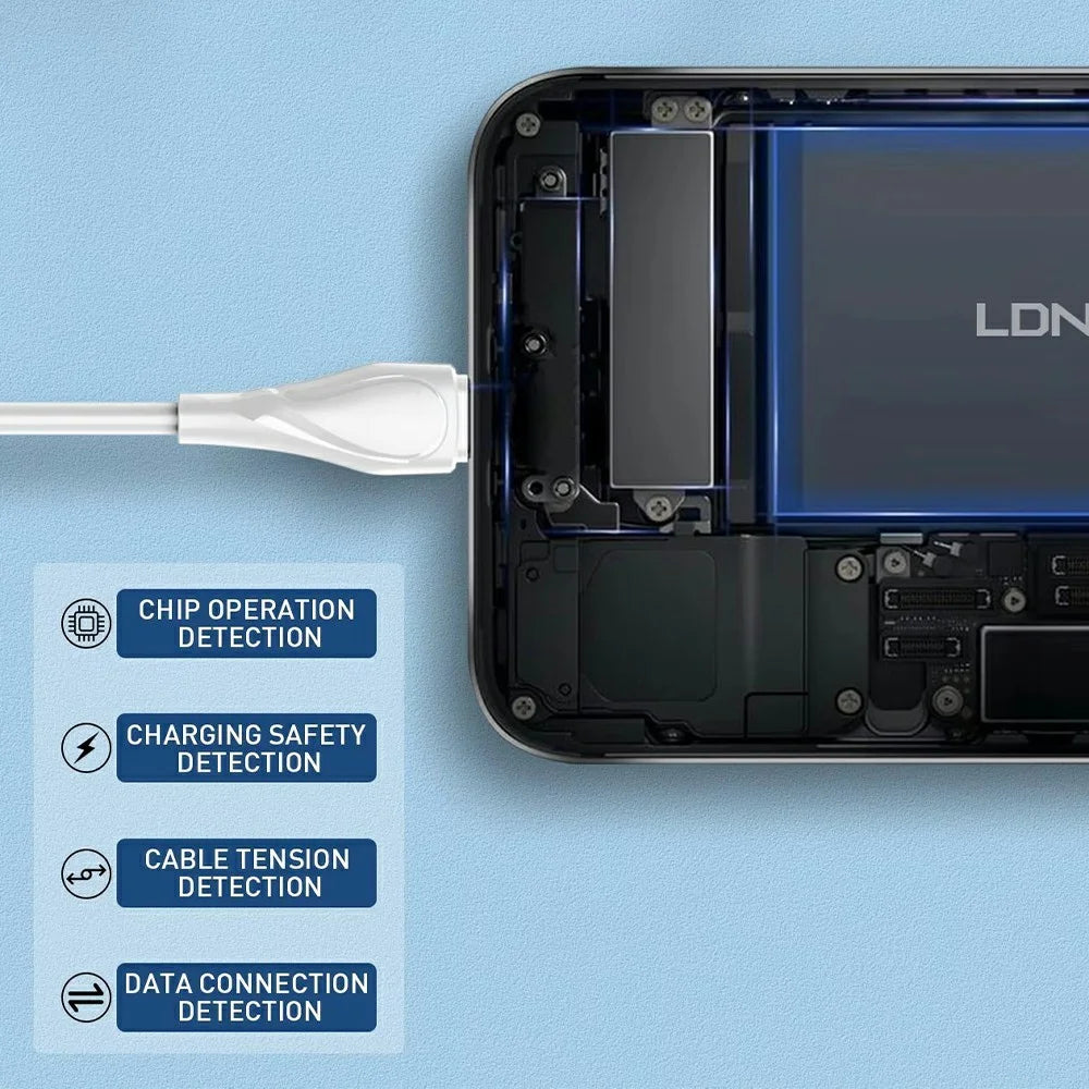 LDNIO LC611C 1m 65W PD Fast Charging Cable USB-C to USB-C Data Sync Cable for Phone Tablet - White - 4