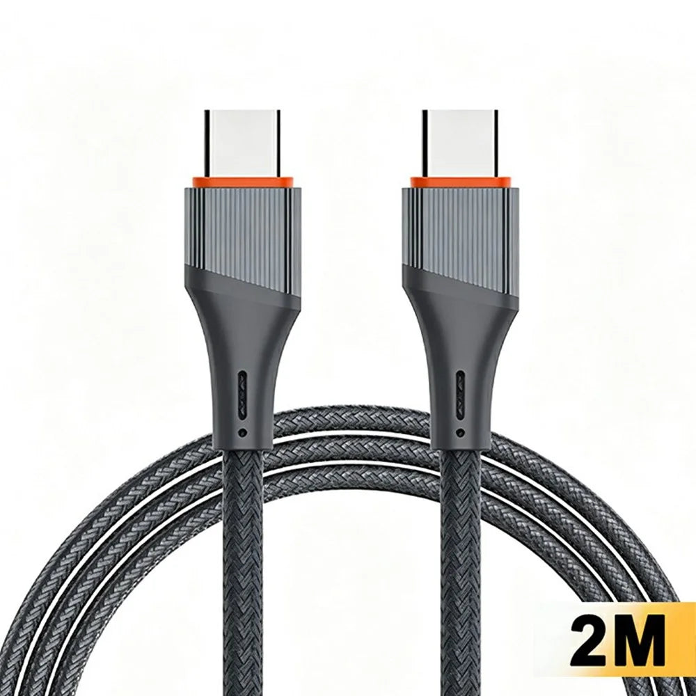 LDNIO LC632C 2m 65W USB-C to USB-C Fast Charging Cable TPE Braided Cord for iPhone 15 Series Android Tablets Laptops - Grey - 1
