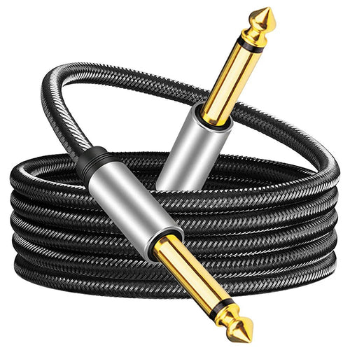 1.8m Nylon Braided 6.35mm Instrument Cable 6.35mm Male to Male Mono Audio Cable 1 / 4" TS Cable with Zinc Alloy Housing - 1