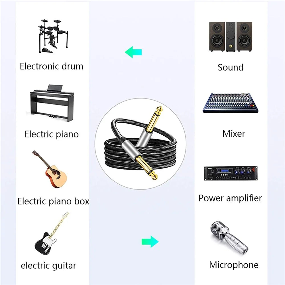 1.8m Nylon Braided 6.35mm Instrument Cable 6.35mm Male to Male Mono Audio Cable 1 / 4" TS Cable with Zinc Alloy Housing - 4