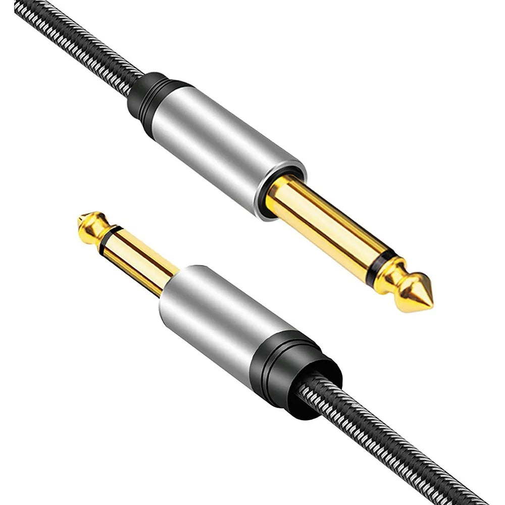 1m Gold Plated 6.35mm Audio Cable Nylon Braided 6.35mm Male to Male Mono Instrument Cable 1 / 4" TS Cable with Zinc Alloy Housing - 2