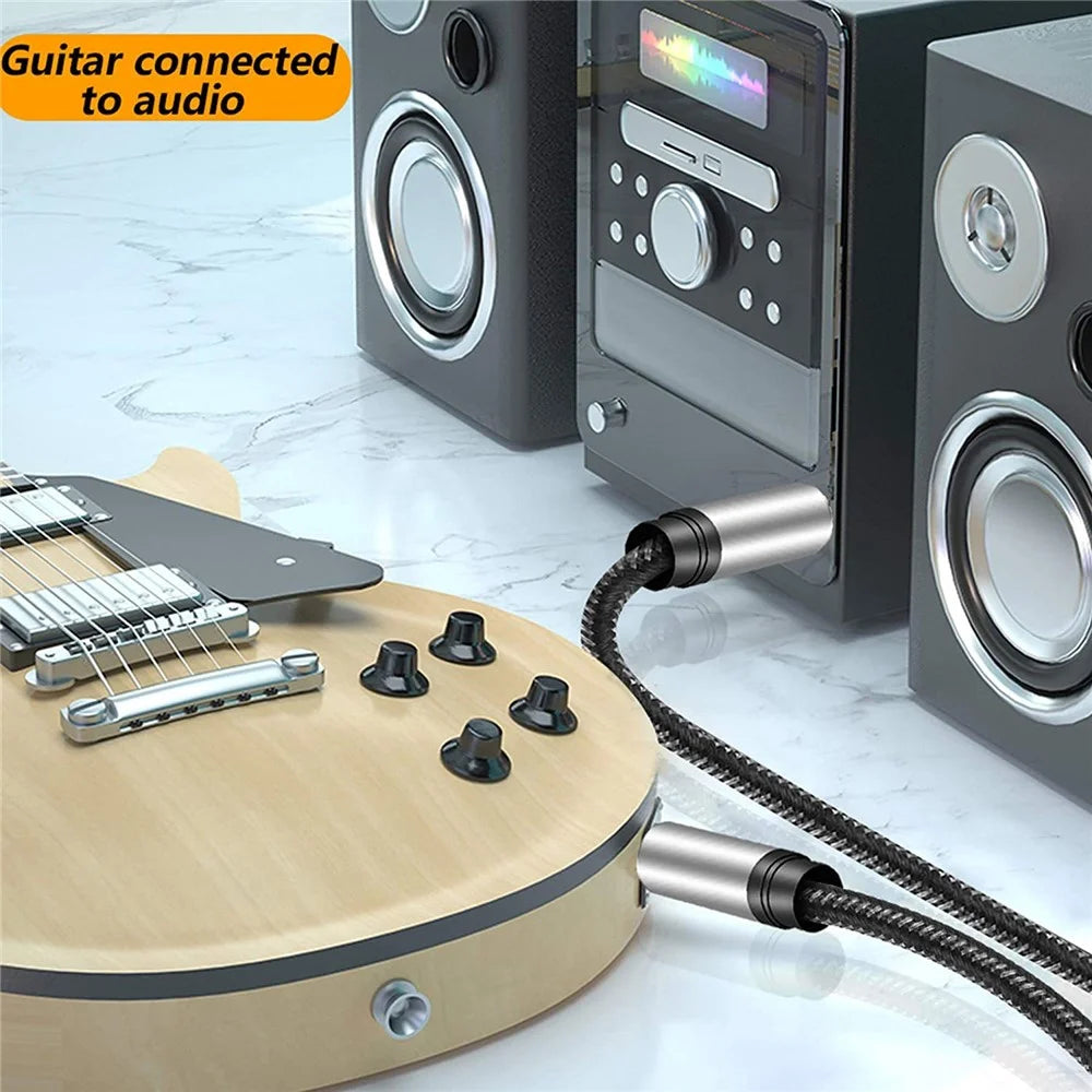 1m Gold Plated 6.35mm Audio Cable Nylon Braided 6.35mm Male to Male Mono Instrument Cable 1 / 4" TS Cable with Zinc Alloy Housing - 3
