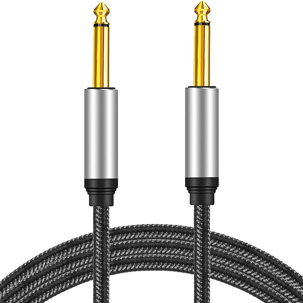 1m Gold Plated 6.35mm Audio Cable Nylon Braided 6.35mm Male to Male Mono Instrument Cable 1 / 4" TS Cable with Zinc Alloy Housing - 6