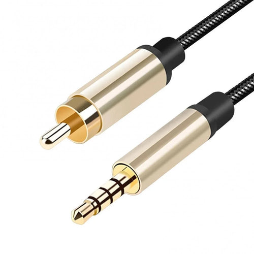 1m Audio Connection Cable 3.5mm AUX Coaxial Male to RCA Male Gold-Plated Connector Cord for TV Speaker Sound Amplifier - 1