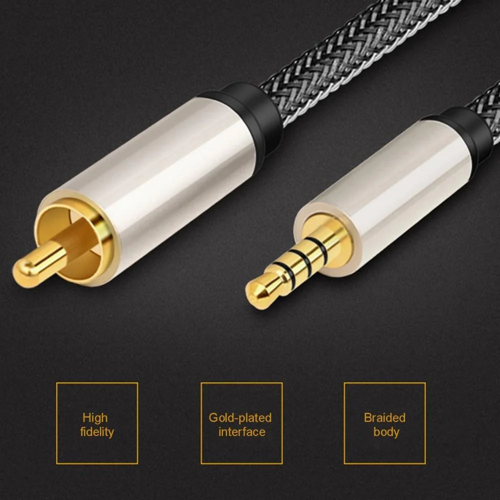 3m Super Long 3.5mm AUX to RCA Cable Adapter Braided Design RCA Audio Pure Copper Wire for Laptop, Television, Sound Amplifier - 4