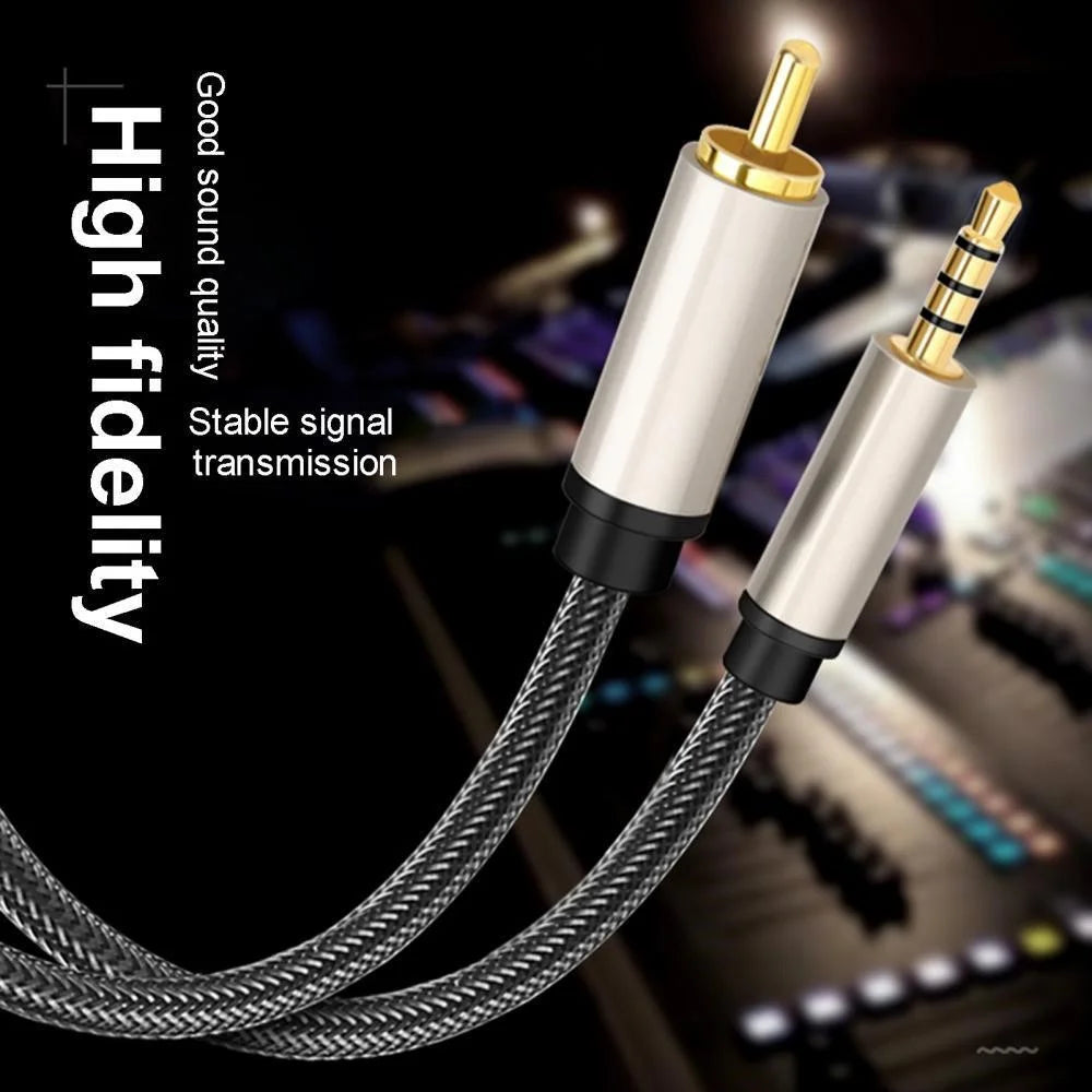 3m Super Long 3.5mm AUX to RCA Cable Adapter Braided Design RCA Audio Pure Copper Wire for Laptop, Television, Sound Amplifier - 5