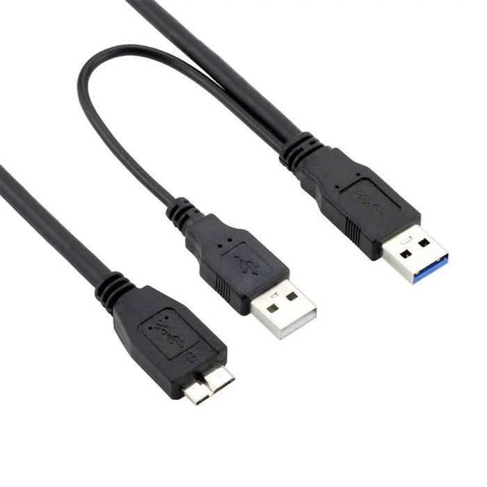 0.5m USB 3.0 Dual USB-A Male to Micro-B Y Cable Power Supply Cord for External Hard Drive - 1