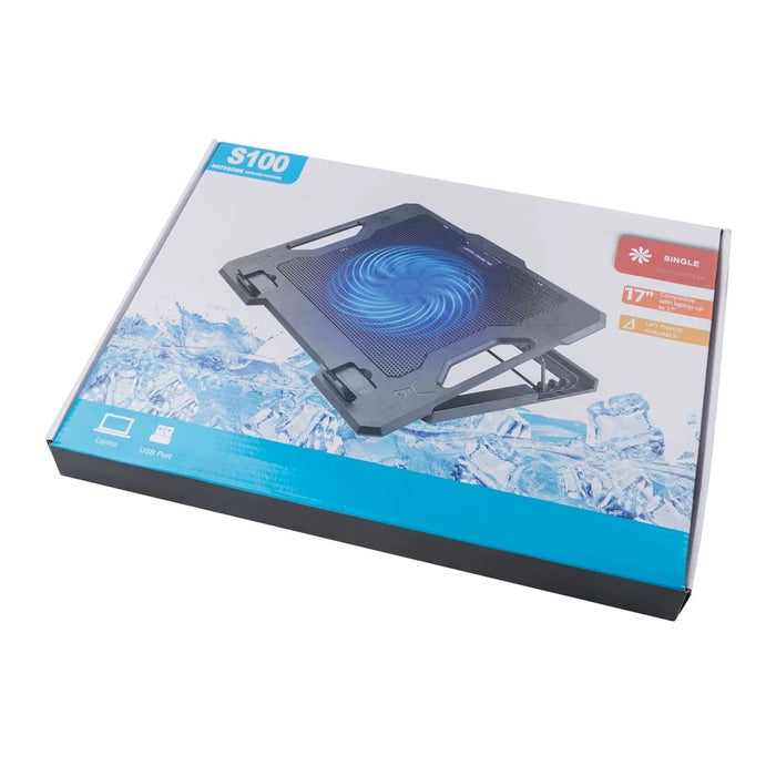 S100 Height Adjustable Notebook Gaming Fan Cooler Desktop Laptop Stand Cooling Pad - Blue Light - 7