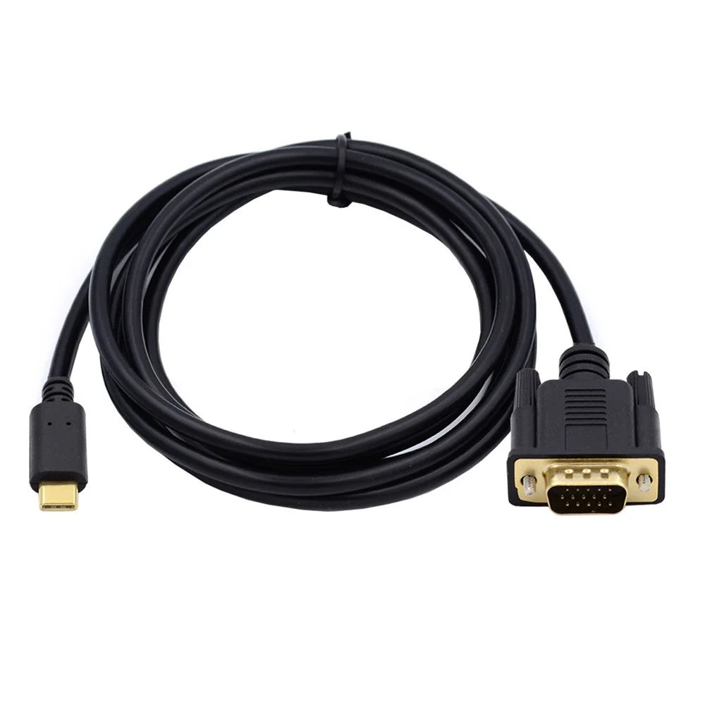 UC-018-VGA USB 3.1 Type C  to VGA RGB 1080P HD Display Monitor Cable Adapter Line for Laptop, 1.8m - 7
