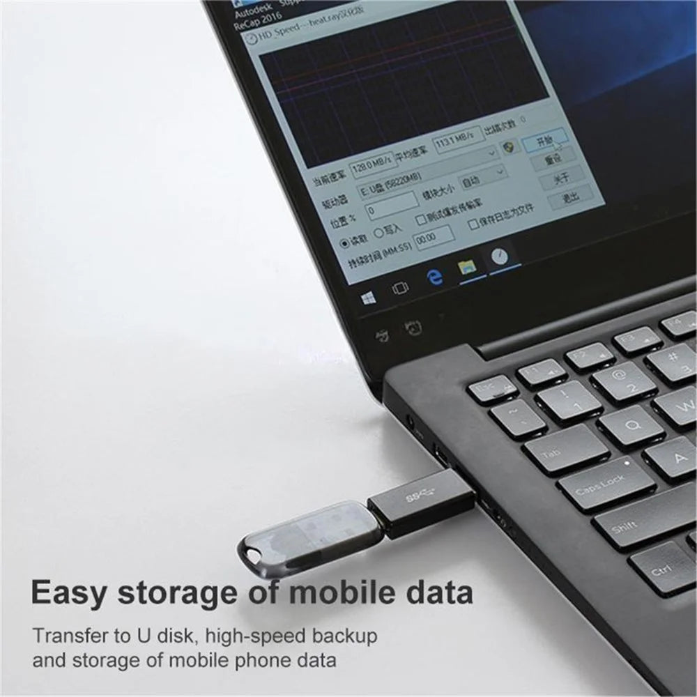 USB Type-C Female to USB3.0 Male Adapter Aluminum Alloy Shell Portable Mini USB Converter - 3