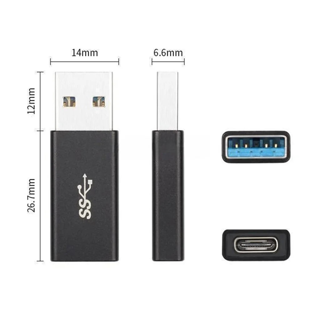 USB Type-C Female to USB3.0 Male Adapter Aluminum Alloy Shell Portable Mini USB Converter - 5