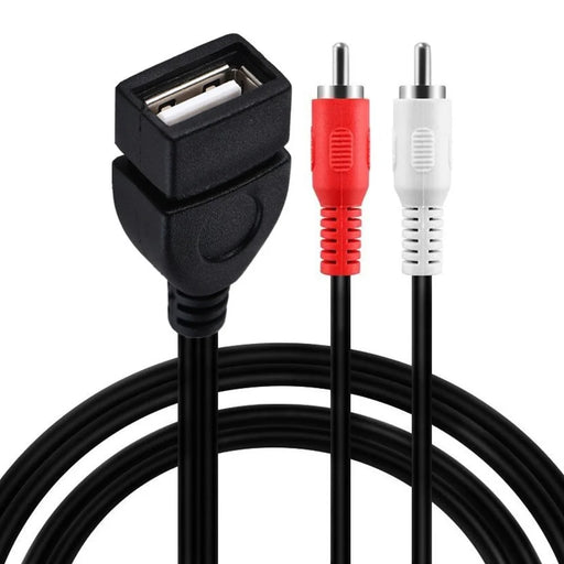 JUNSUNMAY 1.5m USB 2.0 to 2 RCA Female to Male Video AV Converter Camcorder Audio Splitter Cable - 1