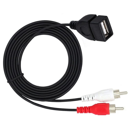 JUNSUNMAY 1.5m USB 2.0 to 2 RCA Female to Male Video AV Converter Camcorder Audio Splitter Cable - 2