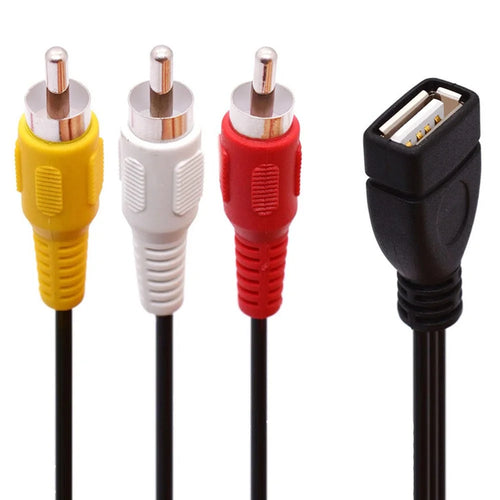 JUNSUNMAY 0.2m USB Female to 3 RCA Male Cable Splitter Audio Video AV Composite Adapter Cord - 1