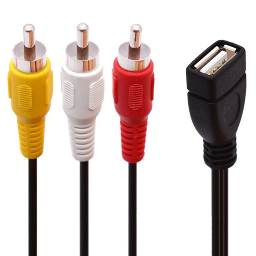 JUNSUNMAY 0.2m USB Female to 3 RCA Male Cable Splitter Audio Video AV Composite Adapter Cord - 1