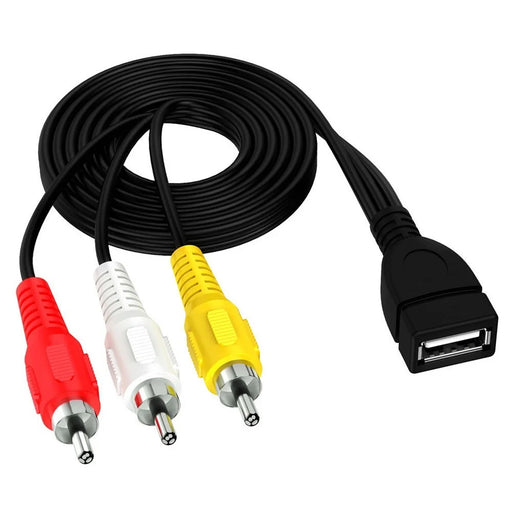 JUNSUNMAY 0.2m USB Female to 3 RCA Male Cable Splitter Audio Video AV Composite Adapter Cord - 2