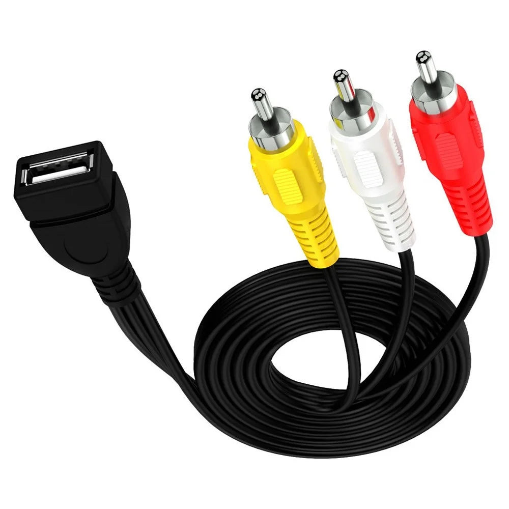 JUNSUNMAY 0.2m USB Female to 3 RCA Male Cable Splitter Audio Video AV Composite Adapter Cord - 3