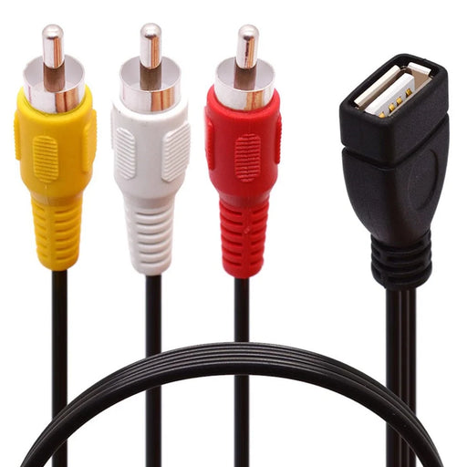 JUNSUNMAY 1.5m USB to 3 RCA Female to Male Splitter Cable Audio Video AV Composite Adapter Cord - 1
