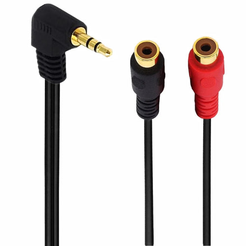 JUNSUNMAY 0.2m Elbow 3.5mm Male to Dual RCA Female Y Splitter Cable Stereo Audio Cord - 1